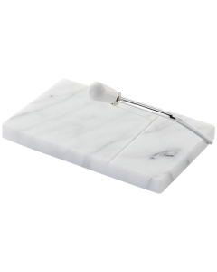 Marble, 21 x 20cm Cheese Board & Cutter, White