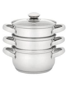 Essentials 3 Tier Glass Lid Steamer Set