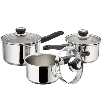 Judge Vista, 3 Piece Draining Saucepan Set