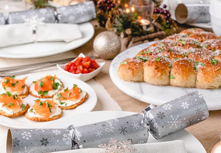 Christmas pull apart bread at the table